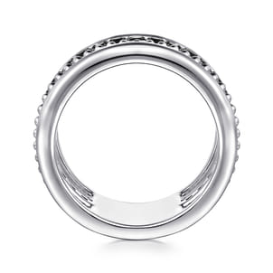 925 Sterling Silver Bujukan Black Spinel and Pyramid Multi Row Easy Stackable Ladies Ring