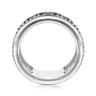 925 Sterling Silver Bujukan Black Spinel and Pyramid Multi Row Easy Stackable Ladies Ring