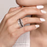 925 Sterling Silver Bujukan Black Spinel and Pyramid Multi Row Easy Stackable Ladies Ring