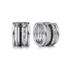925 Sterling Silver Bujukan Black Spinel and Pyramid Multi Row Huggie Earrings