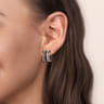 925 Sterling Silver Bujukan Black Spinel and Pyramid Multi Row Huggie Earrings