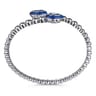 925 Sterling Silver Bujukan Blue Topaz Bypass Bangle Bracelet with Deep Blue Enamel