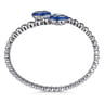 925 Sterling Silver Bujukan Blue Topaz Bypass Bangle Bracelet with Deep Blue Enamel