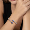 925 Sterling Silver Bujukan Blue Topaz Bypass Bangle Bracelet with Deep Blue Enamel