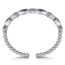 925 Sterling Silver Bujukan Blue Topaz Clover and Lapis Cuff Bangle Bracelet