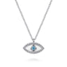 925 Sterling Silver Bujukan Blue Topaz Evil Eye Pendant Necklace