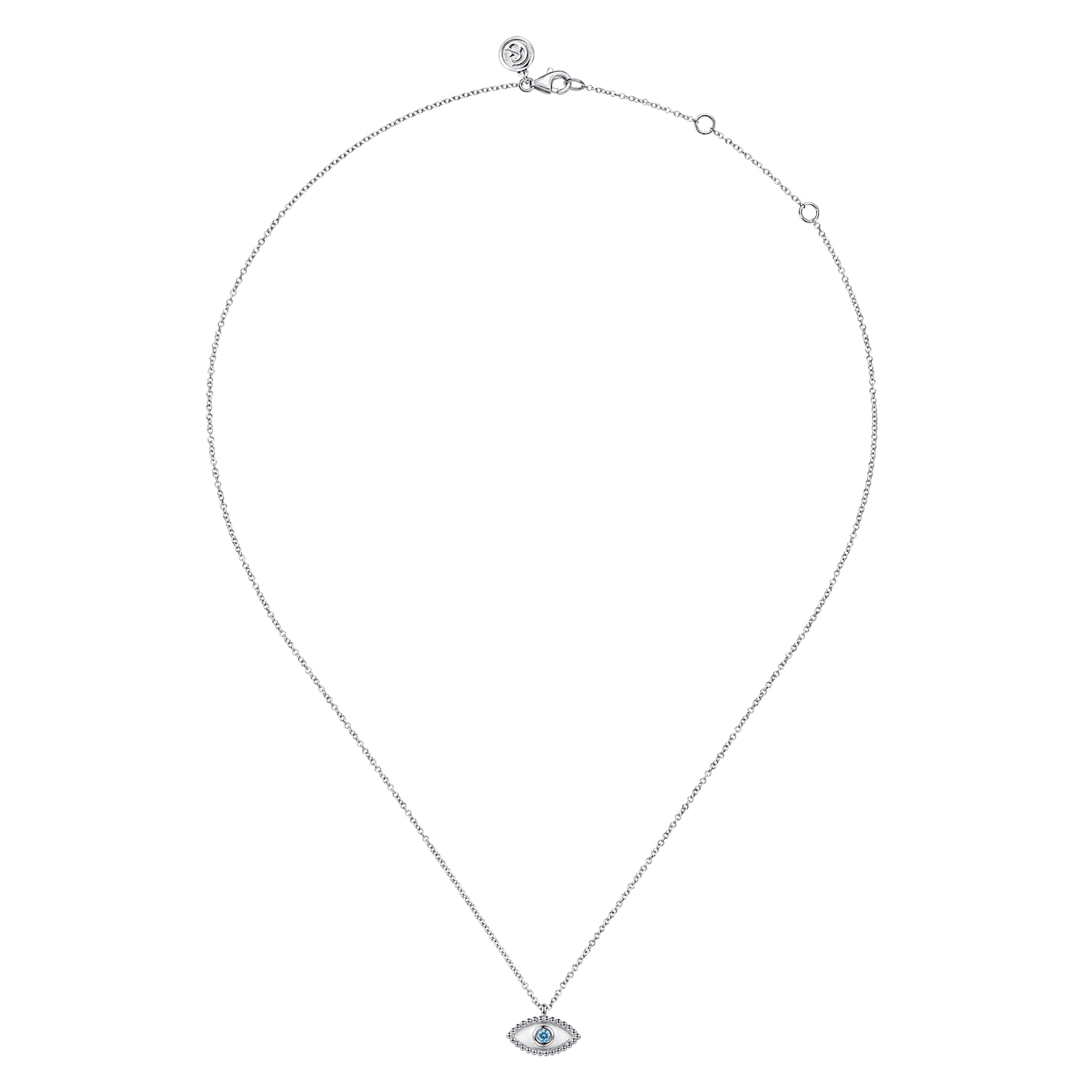 925 Sterling Silver Bujukan Blue Topaz Evil Eye Pendant Necklace - Shot 2