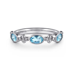 925 Sterling Silver Bujukan Blue Topaz Fashion Ladies Ring