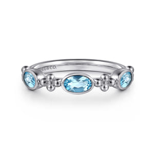 925 Sterling Silver Bujukan Blue Topaz Fashion Ladies Ring