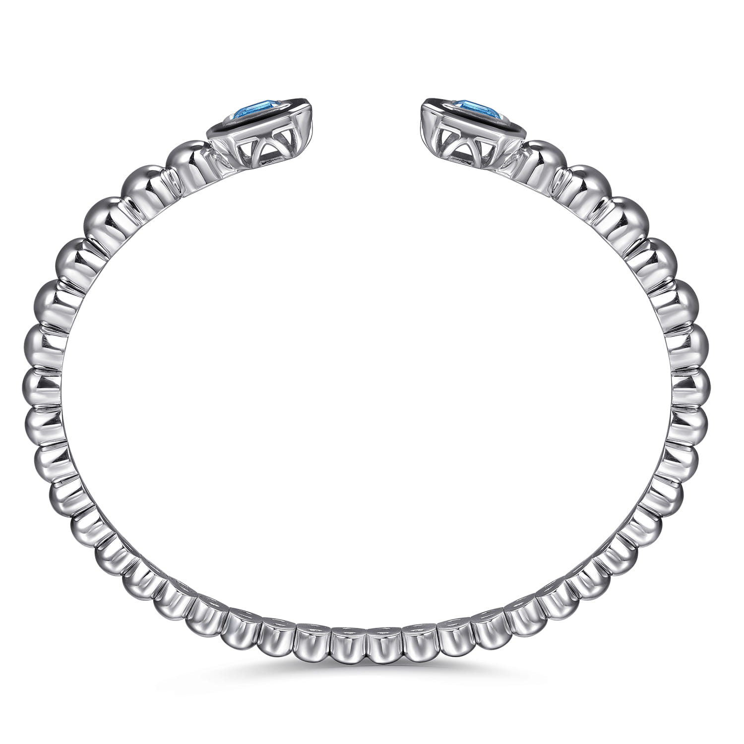 925 Sterling Silver Bujukan Blue Topaz Open Bangle with Black Enamel - Shot 3