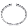925 Sterling Silver Bujukan Blue Topaz Open Bangle with Black Enamel