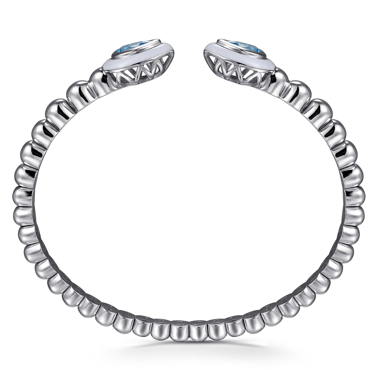 925 Sterling Silver Bujukan Blue Topaz Open Bangle with
