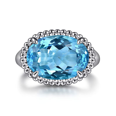 925 Sterling Silver Bujukan Blue Topaz Signet Ring