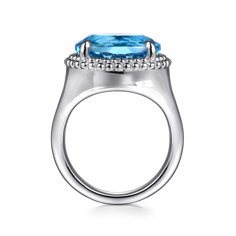 925 Sterling Silver Bujukan Blue Topaz Signet Ring - Shot 2