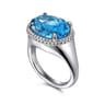 925 Sterling Silver Bujukan Blue Topaz Signet Ring