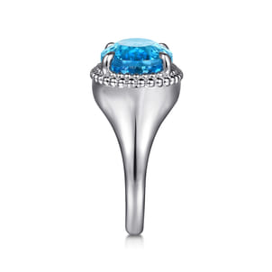 925 Sterling Silver Bujukan Blue Topaz Signet Ring