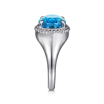 925 Sterling Silver Bujukan Blue Topaz Signet Ring