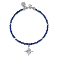 925 Sterling Silver Bujukan Blue Topaz Starburst and Lapis Bracelet