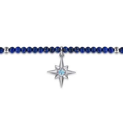 925 Sterling Silver Bujukan Blue Topaz Starburst and Lapis Bracelet