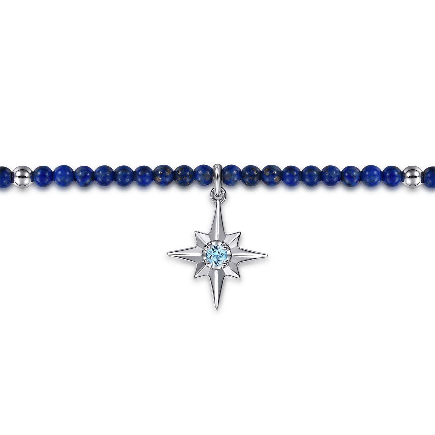 925 Sterling Silver Bujukan Blue Topaz Starburst and Lapis Bracelet - Shot 2