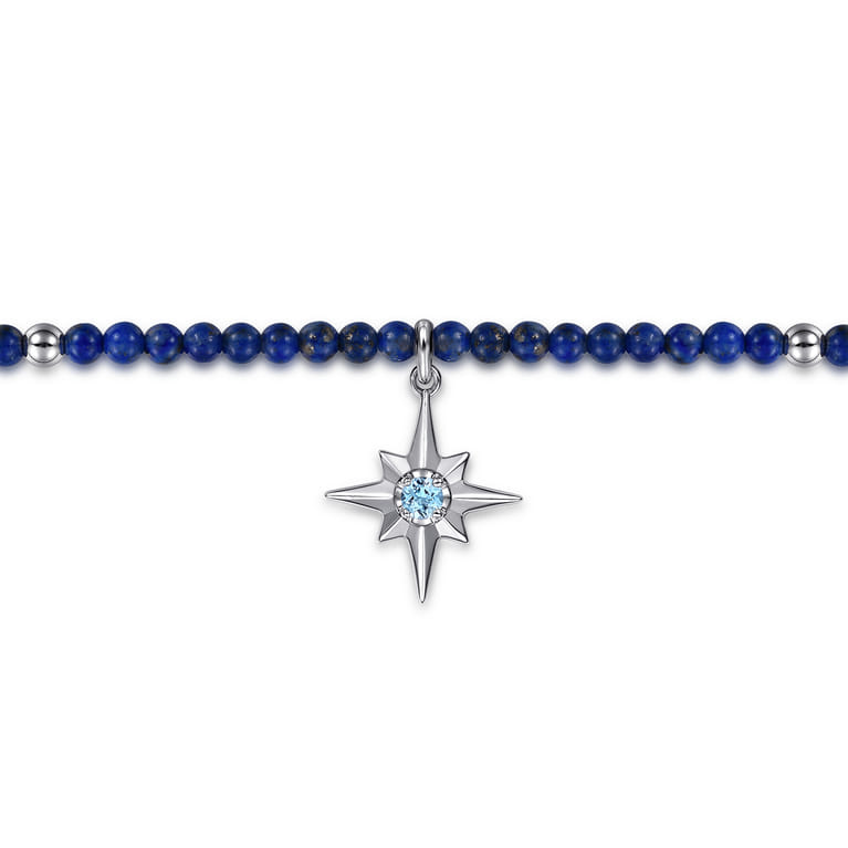925 Sterling Silver Bujukan Blue Topaz Starburst and Lapis Bracelet - Shot 2