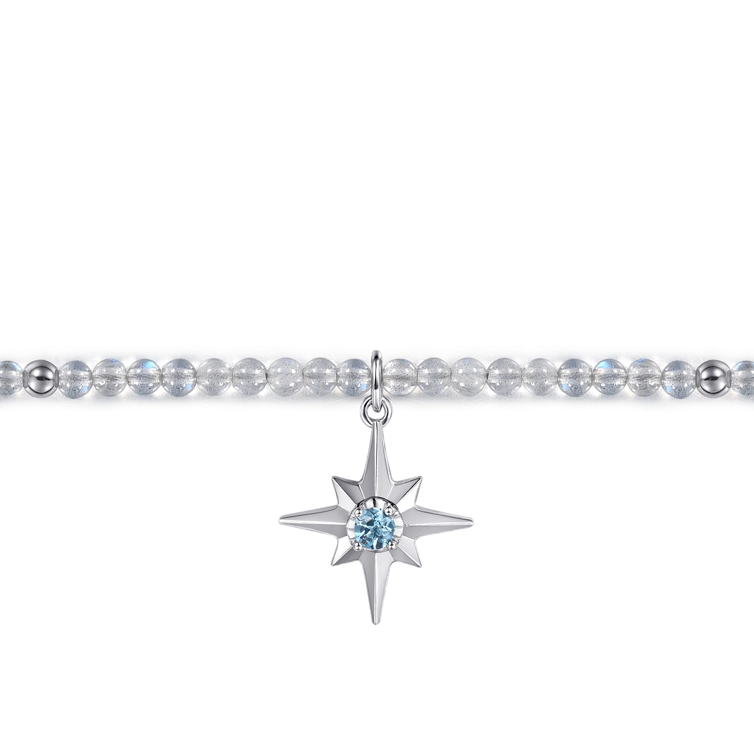 925 Sterling Silver Bujukan Blue Topaz Starburst and Moon Stone Bracelet - Shot 2