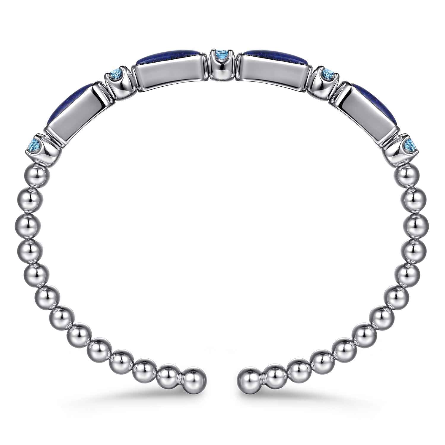 925 Sterling Silver Bujukan Blue Topaz and Lapis Split Bangle Bracelet - Shot 3