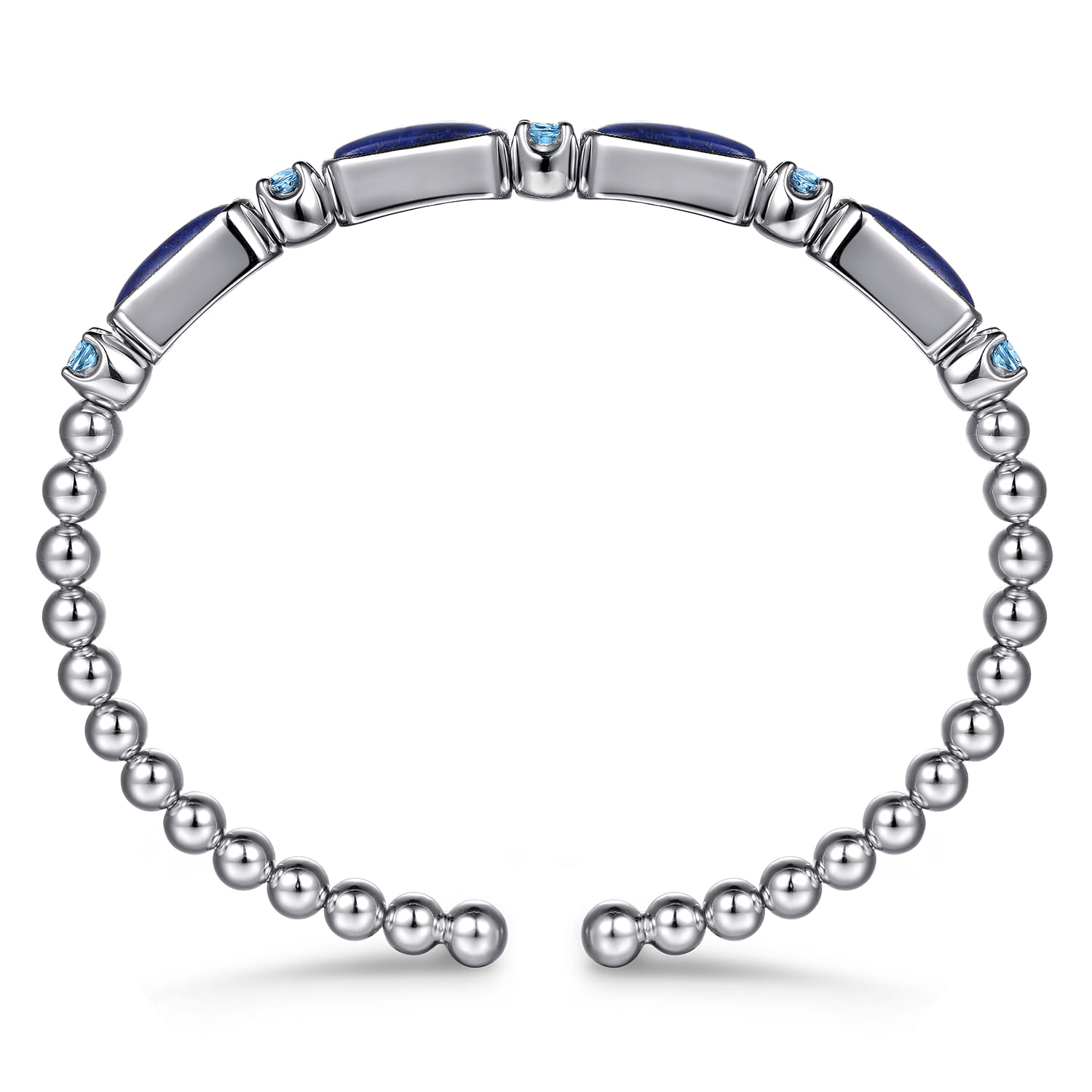 925 Sterling Silver Bujukan Blue Topaz and Lapis Split Bangle Bracelet - Shot 3