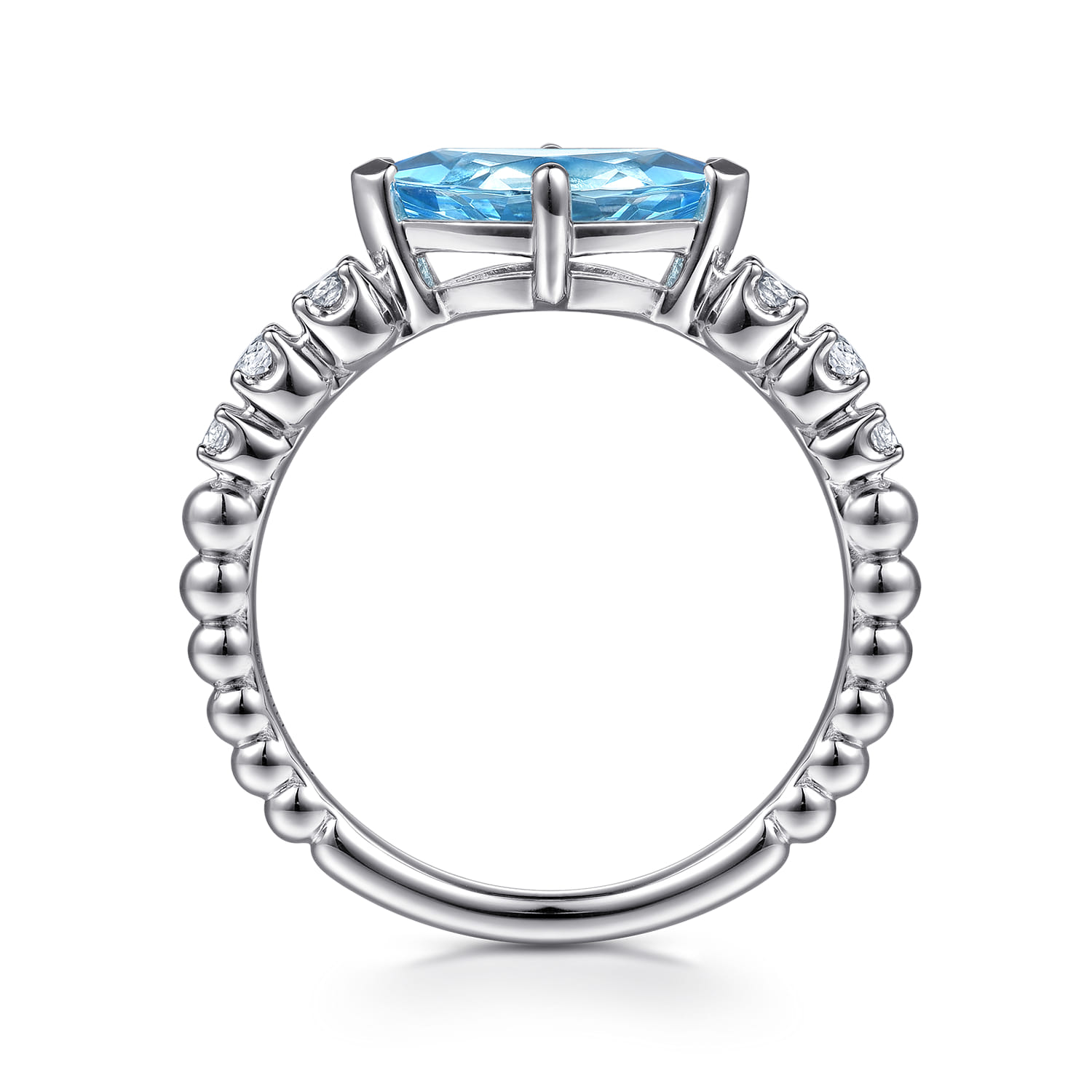925 Sterling Silver Bujukan Blue Topaz and White Sapphire Ring - Shot 2