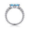 925 Sterling Silver Bujukan Blue Topaz and White Sapphire Ring