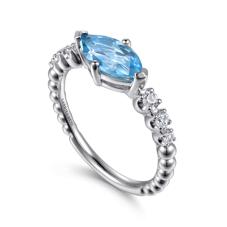 925 Sterling Silver Bujukan Blue Topaz and White Sapphire Ring - Shot 3