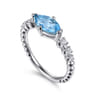 925 Sterling Silver Bujukan Blue Topaz and White Sapphire Ring