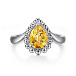 925 Sterling Silver Bujukan Citrine Chevron Ring
