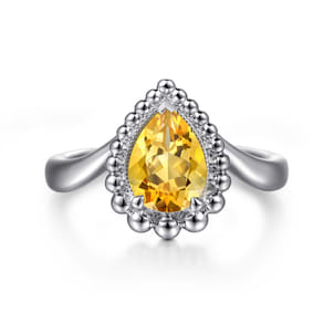 925 Sterling Silver Bujukan Citrine Chevron Ring