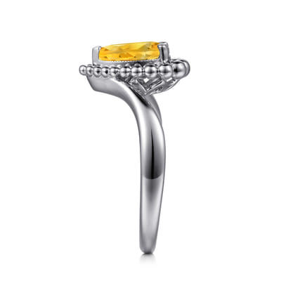 925 Sterling Silver Bujukan Citrine Chevron Ring