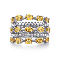 925 Sterling Silver Bujukan Citrine Easy Stackable Ring