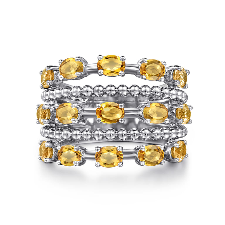 925 Sterling Silver Bujukan Citrine Easy Stackable Ring - Shot 1