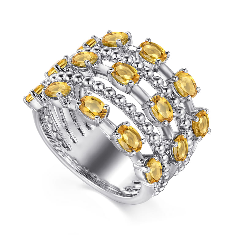 925 Sterling Silver Bujukan Citrine Easy Stackable Ring - Shot 3