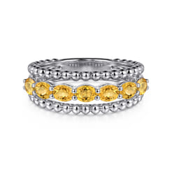 925 Sterling Silver Bujukan Citrine Easy Stackable Ring