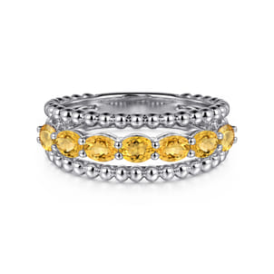 925 Sterling Silver Bujukan Citrine Easy Stackable Ring