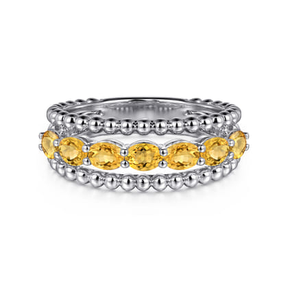 925 Sterling Silver Bujukan Citrine Easy Stackable Ring