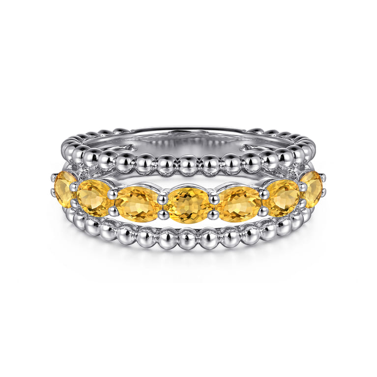 925 Sterling Silver Bujukan Citrine Easy Stackable Ring - Shot 1