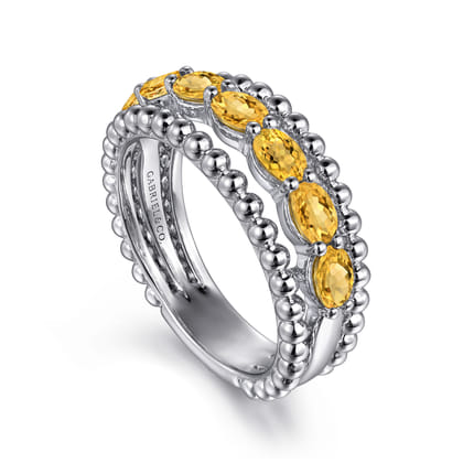 925 Sterling Silver Bujukan Citrine Easy Stackable Ring