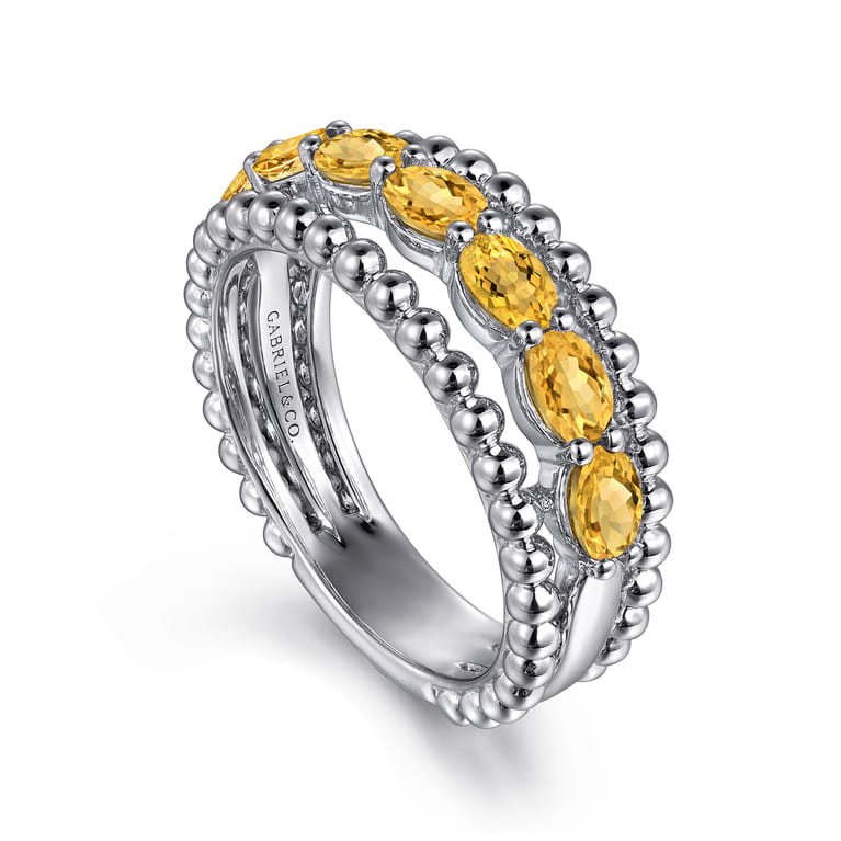925 Sterling Silver Bujukan Citrine Easy Stackable Ring - Shot 3