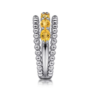 925 Sterling Silver Bujukan Citrine Easy Stackable Ring