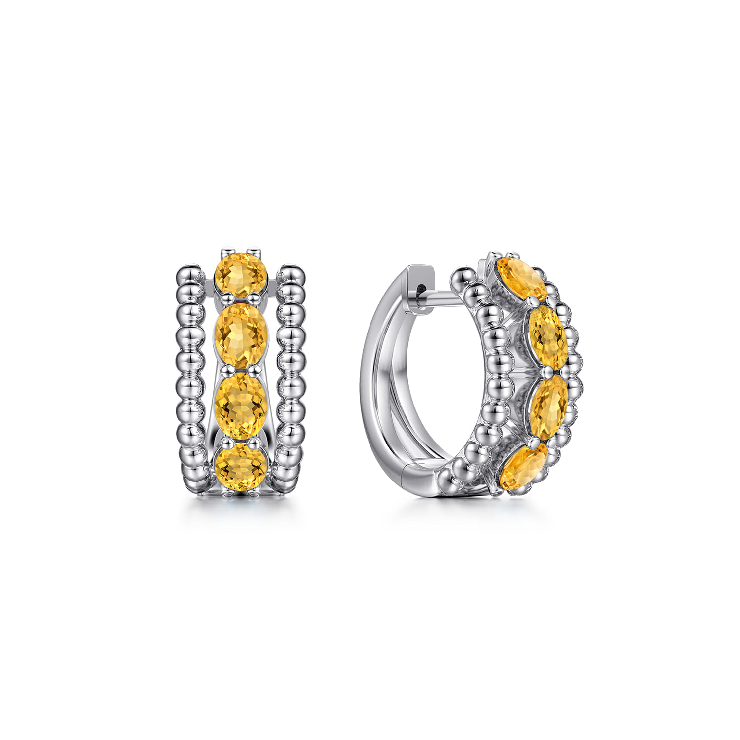925 Sterling Silver Bujukan Citrine Huggie Earrings - Shot 1