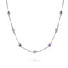 925 Sterling Silver Bujukan Clover Amethyst Station Necklace