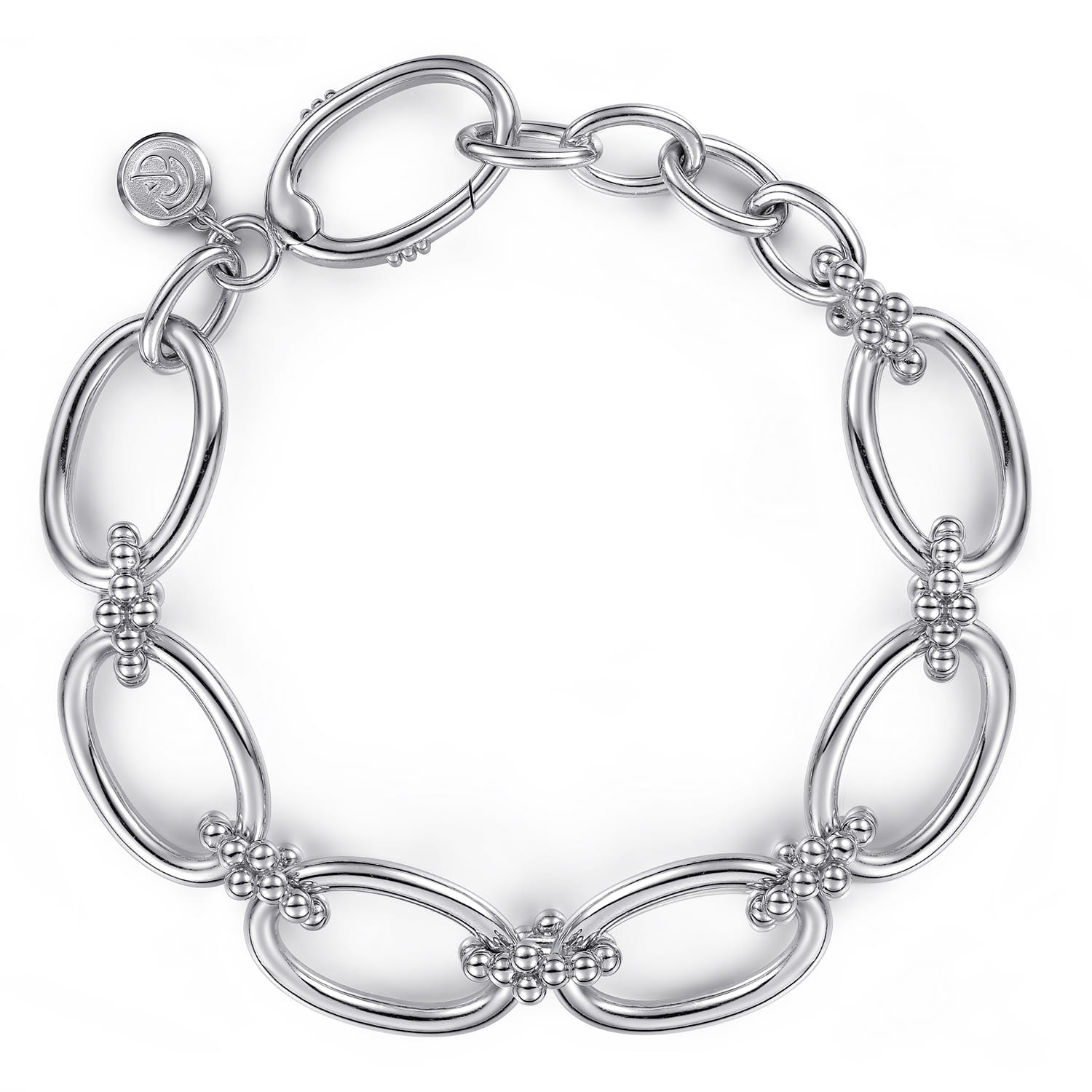 925 Sterling Silver Bujukan Clover Beaded Link Chain Bracelet - Shot 1