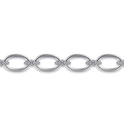 925 Sterling Silver Bujukan Clover Beaded Link Chain Bracelet