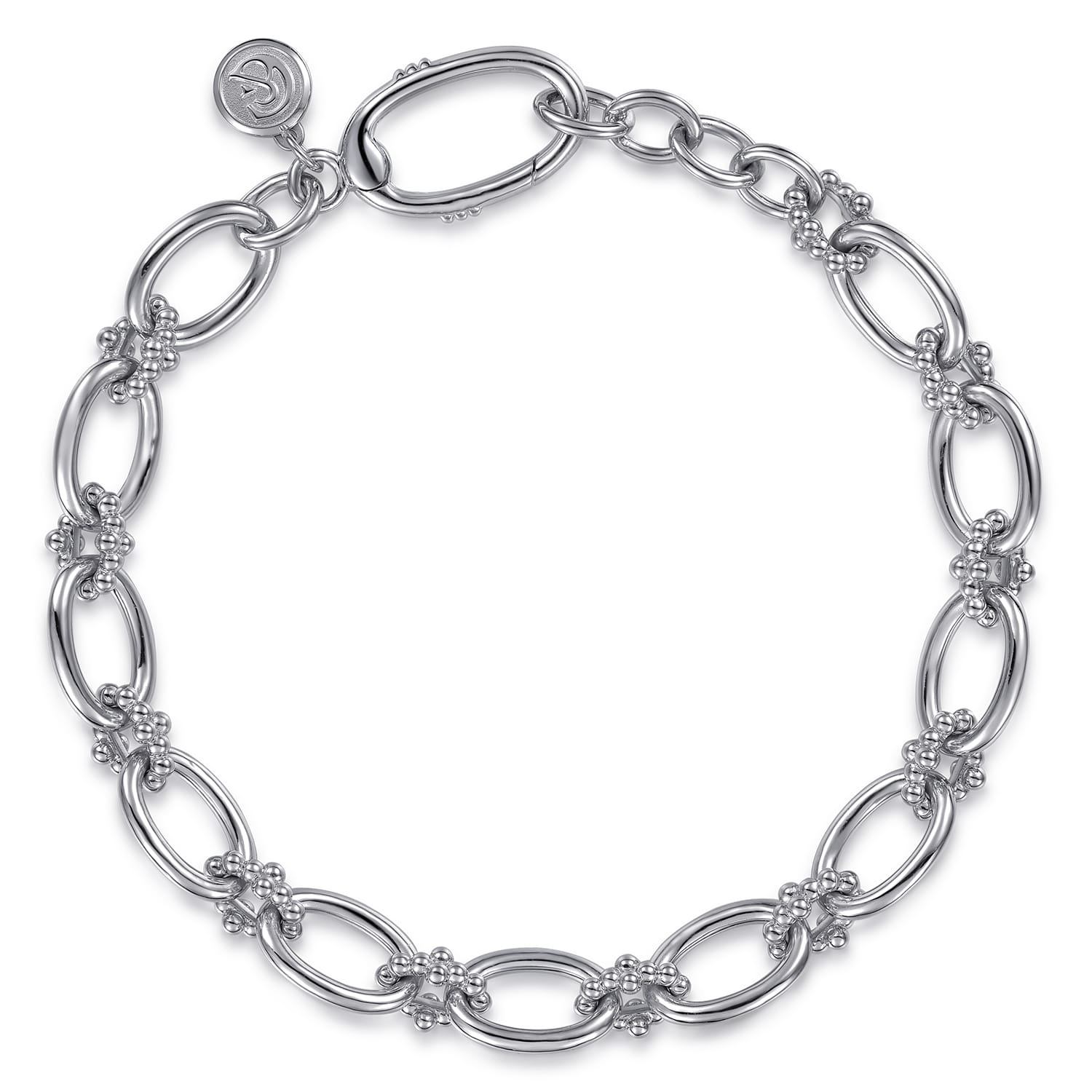 925 Sterling Silver Bujukan Clover Beaded Link Chain Bracelet - Shot 1